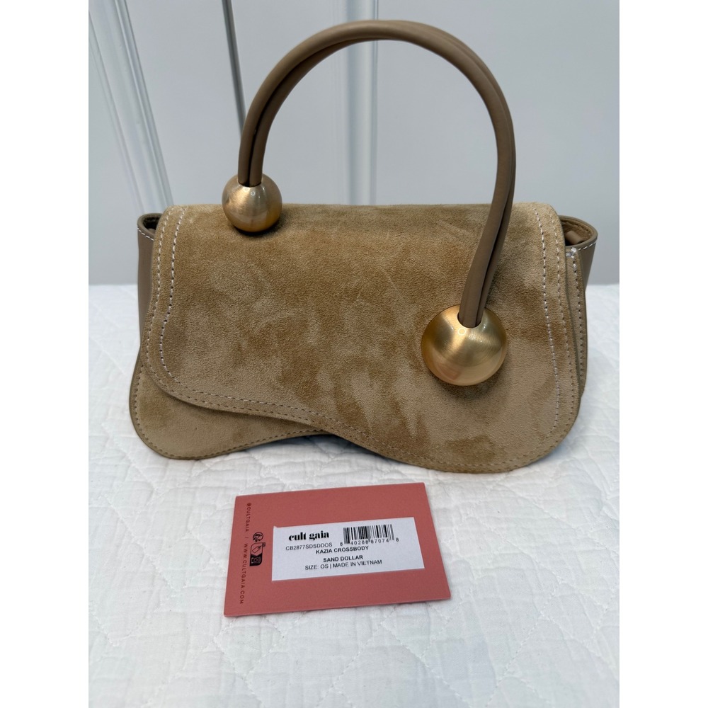 Cult Gaia Kazia Crossbody Women OS Sand Dollar Excellent Suede Leather Bag